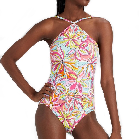 Kate Spade High Neck One Piece Swimsuit Anemone Floral NWT - Picture 2 of 5